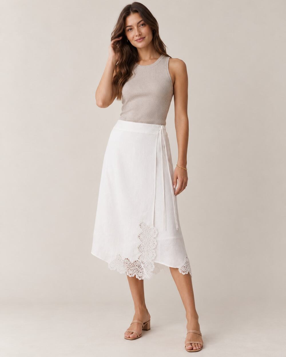 kourt Trinity Linen Skirt White Size M